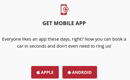 Website screenshot promising easy access via mobile app